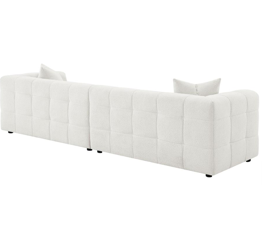 Everly 114" Extra Long Boucle Upholstered Sofa, Off White