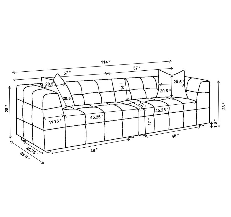 Everly 114" Extra Long Boucle Upholstered Sofa, Off White