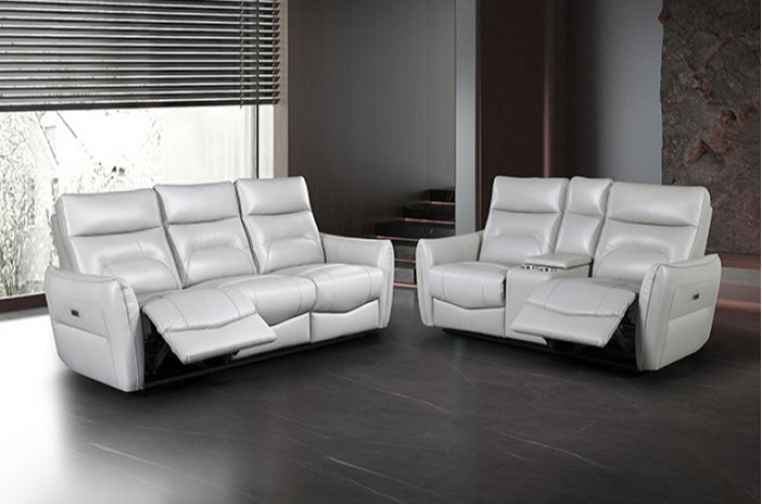 Terentius Contemporary Power Reclining Sofa, Taupe