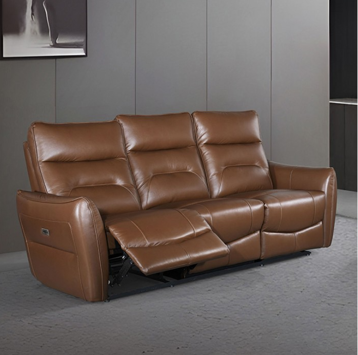 Terentius Contemporary Power Reclining Sofa, Caramel Brown