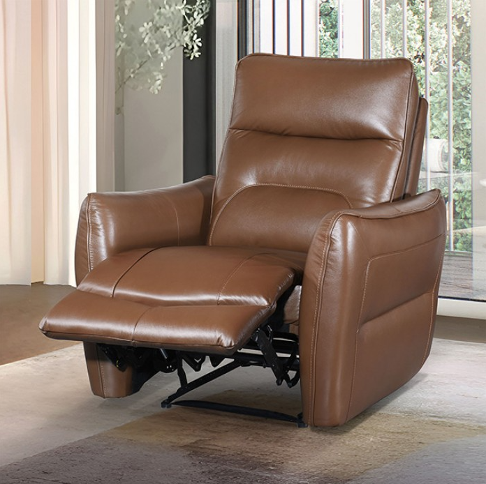 Terentius Contemporary Power Reclining Sofa, Caramel Brown