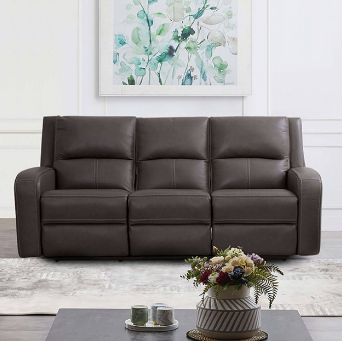 Vasilios Transitional Leatherette Power Sofa - Dark Gray