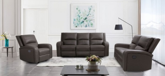 Vasilios Transitional Leatherette Power Sofa - Dark Gray