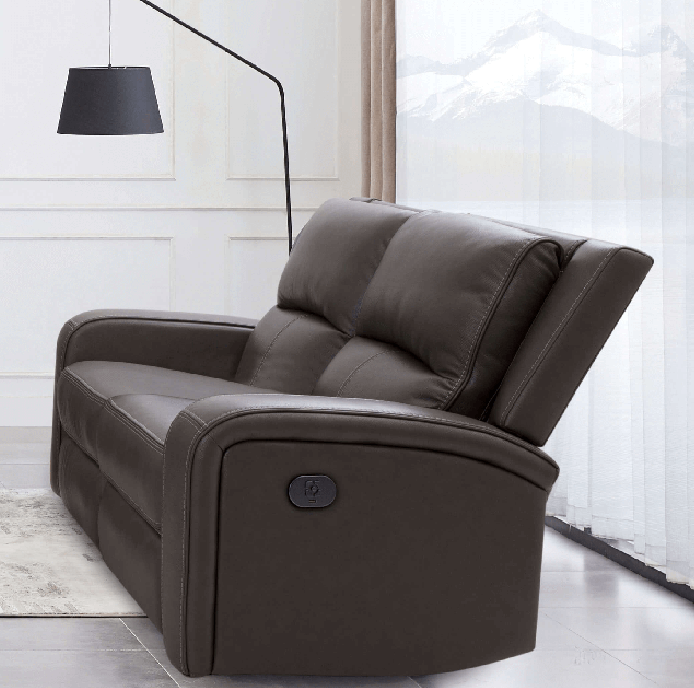 Vasilios Transitional Leatherette Power Sofa - Dark Gray