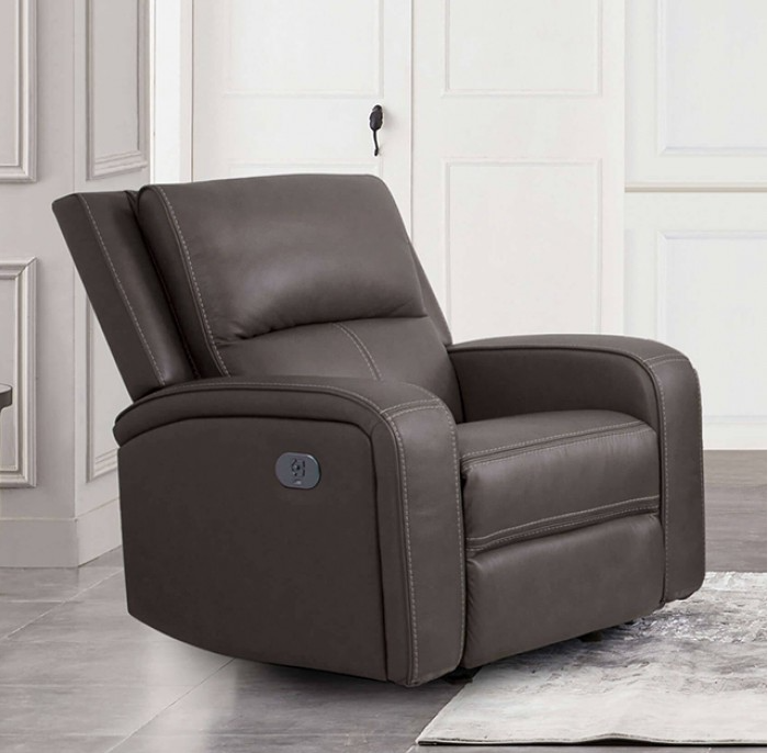 Vasilios Transitional Leatherette Power Sofa - Dark Gray