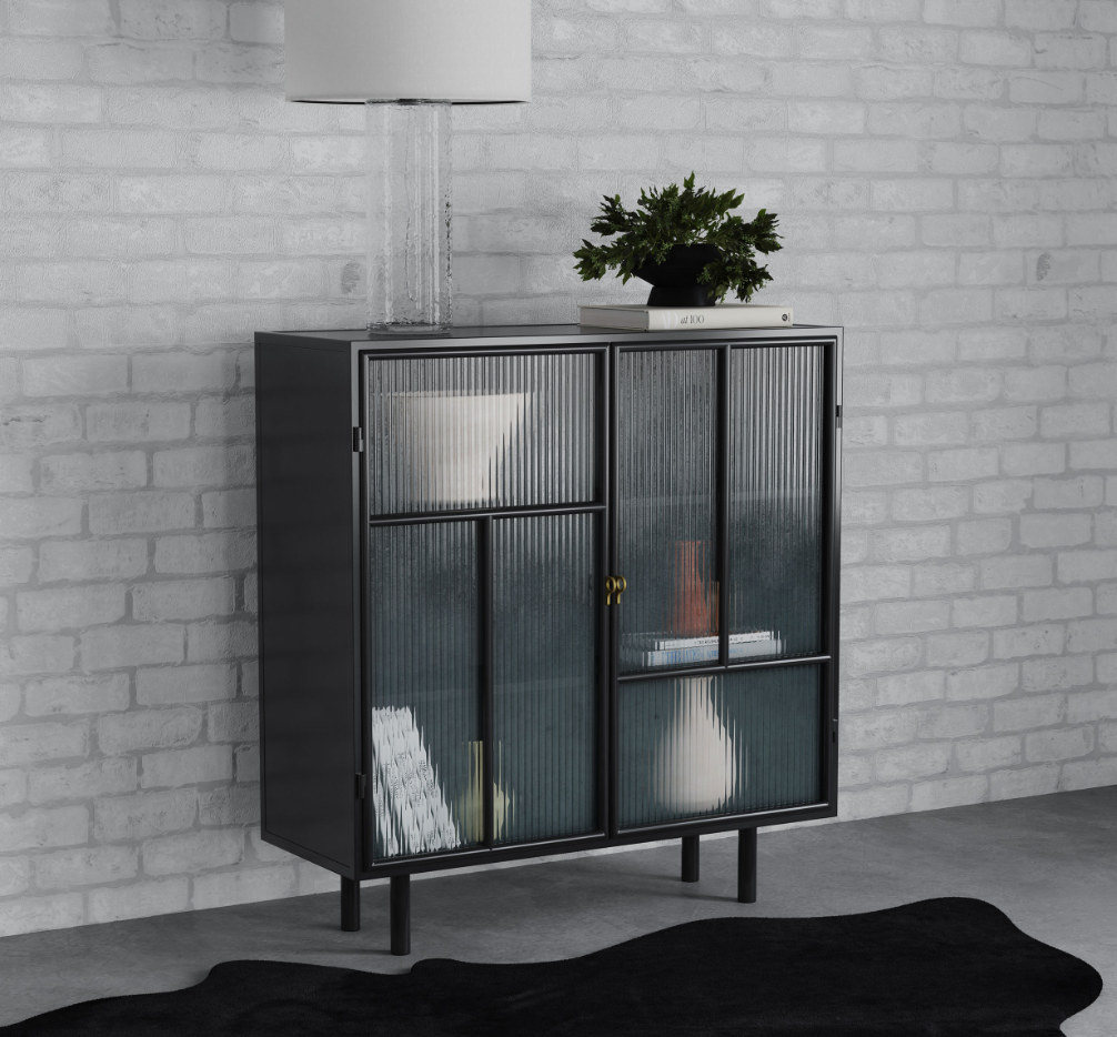 Dalia 2-door Accent Storage Cabinet with Shelving Black