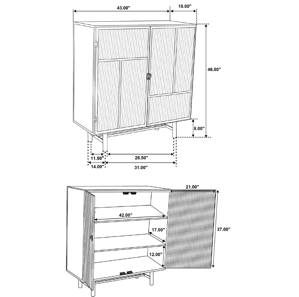 Dalia 2-door Accent Storage Cabinet with Shelving Black