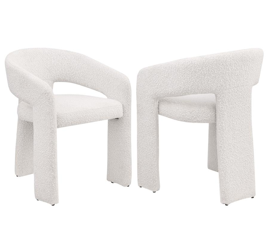 Eudora Boucle Upholstered Dining Side Chair Set of 2 Cream