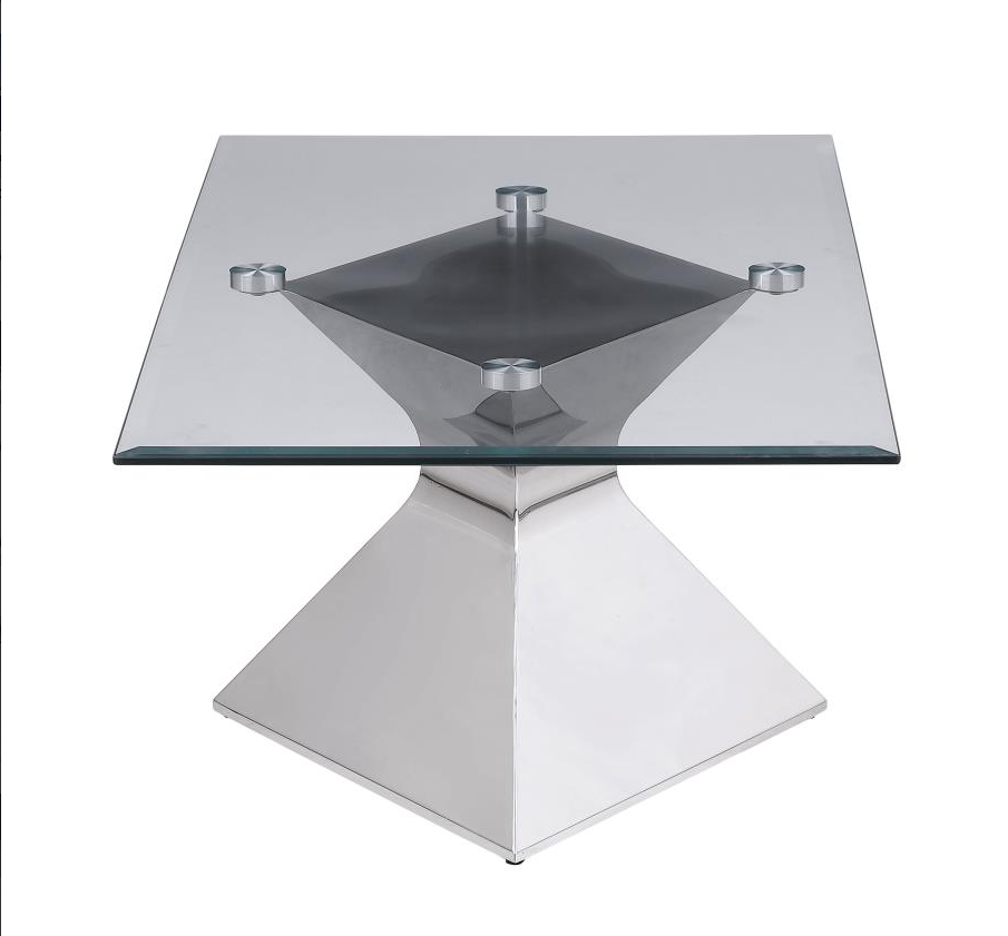 Jenny Glass Top Stainless Steel Coffee Table Chrome