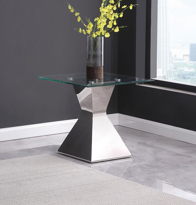 Jenny Glass Top Stainless Steel Coffee Table Chrome