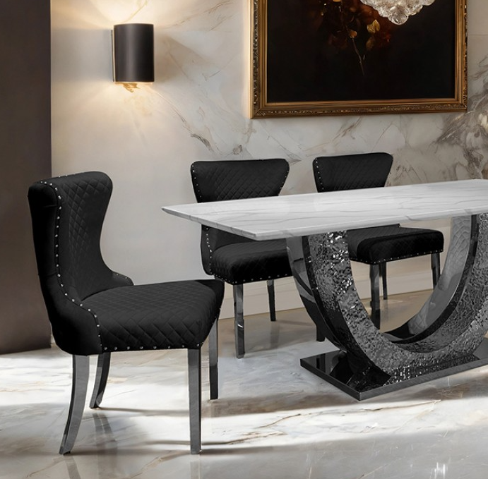 Portanova 5-Piece Glam Dining Set with Sintered Stone Top