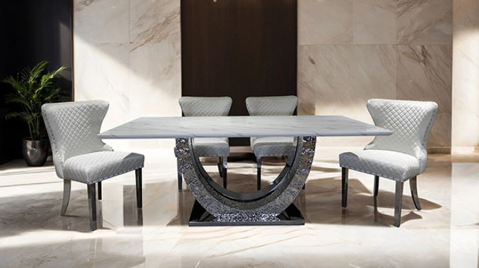 Portanova 5-Piece Glam Dining Set with Sintered Stone Top