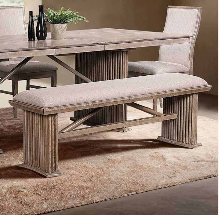 Ellesmere 6-Piece Natural Ash Finish Dining Set with Fluted Trestle Base