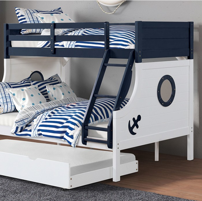 Nautia Twin over Full Bunk Bed, Blue & White