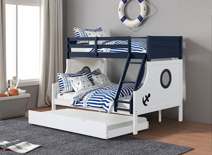 Nautia Twin over Full Bunk Bed, Blue & White