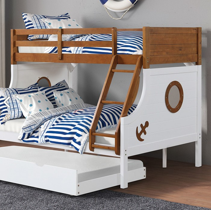 Nautia Twin over Full Bunk Bed, Blue & White