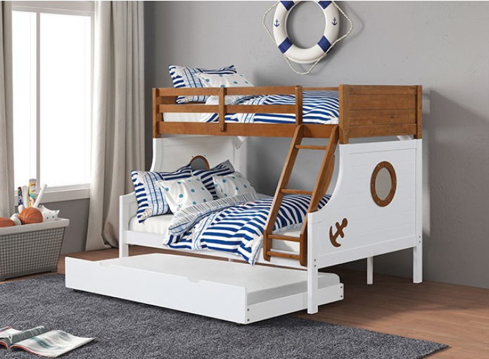 Nautia Twin over Full Bunk Bed, Blue & White