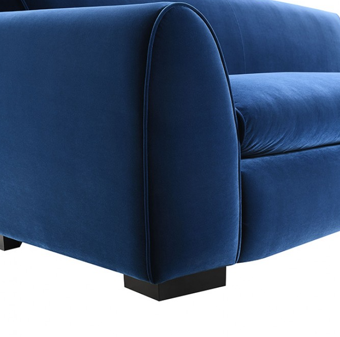 Severo Contemporary Velvet Sofa with Tapered Arm, Royal Blue