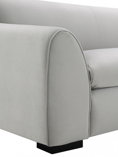 Severo Contemporary Velvet Sofa with Tapered Arm, Light Gray