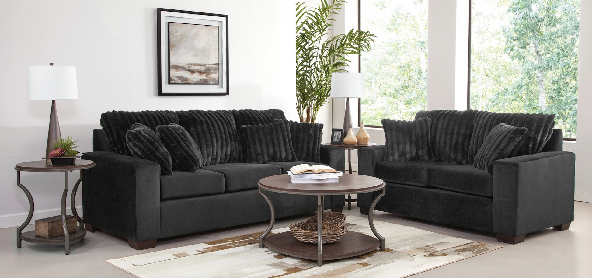 Dexter Transitional Track Arm Sofa, Black