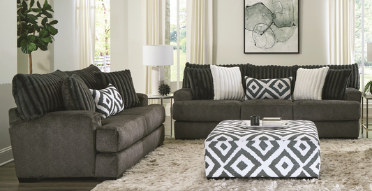 Allister Transitional Tweed Upholstered Sofa, Gunmetal