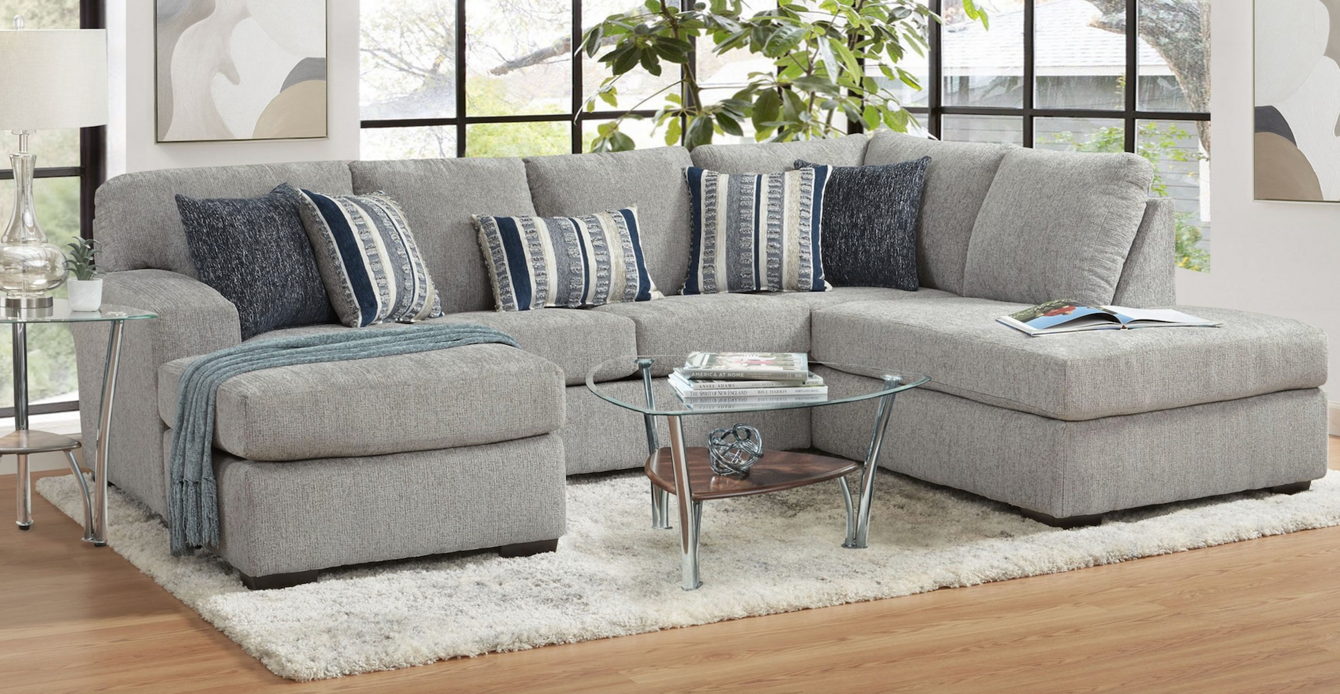 Fausto PlatinumDouble Chaise Sectional