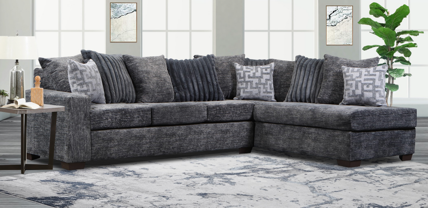 Delta 2865 Galactic Charcoal Chaise Sectional