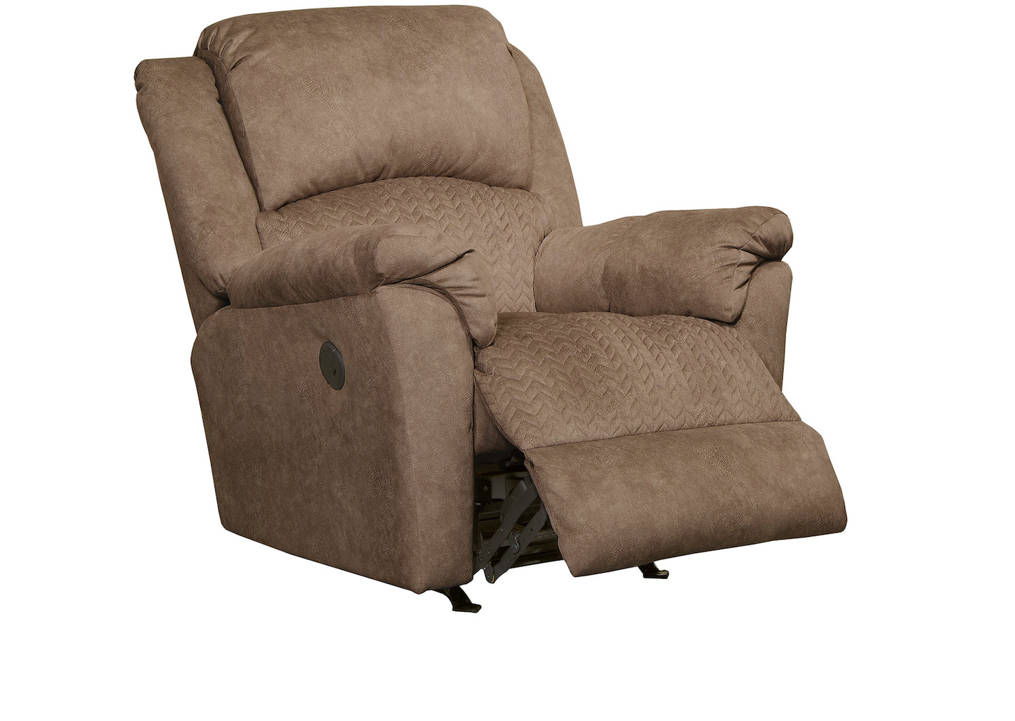 67852 Upholstered Power Rocker Recliner with Pillow Arm