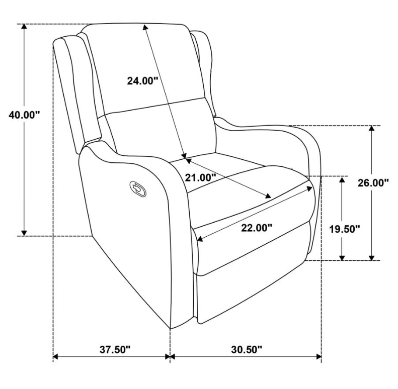 Kelsey Upholstered English Arm Recliner Chair Ivory