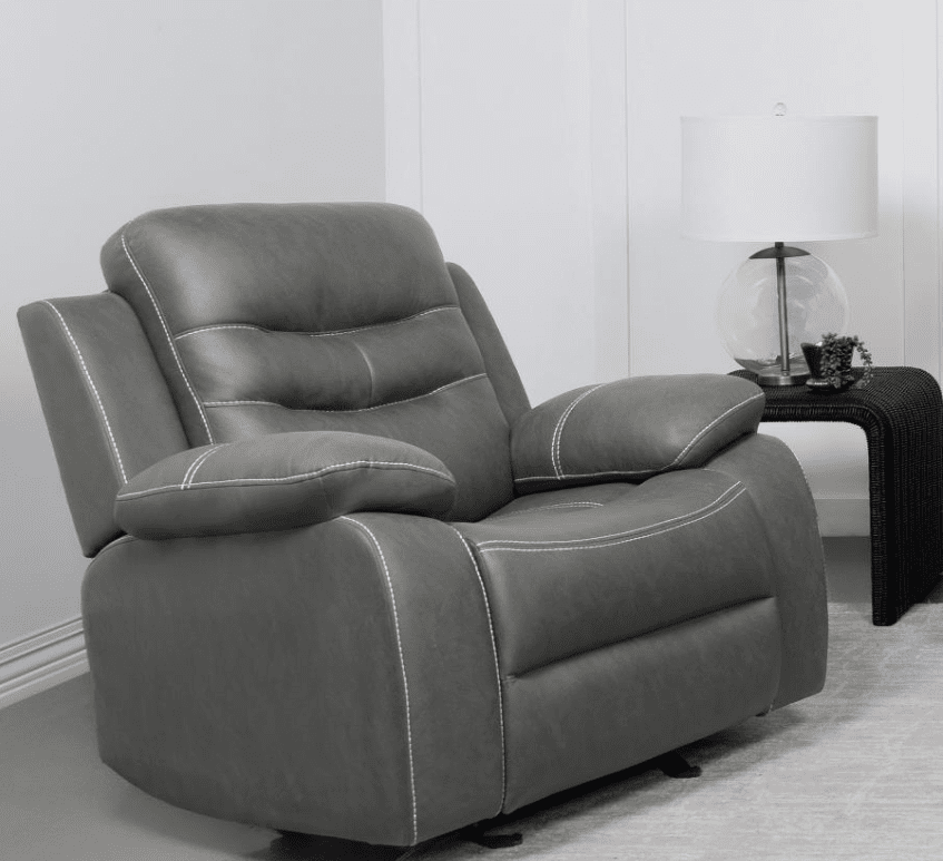 Nova Upholstered Padded Arm Glider Recliner Dark Grey