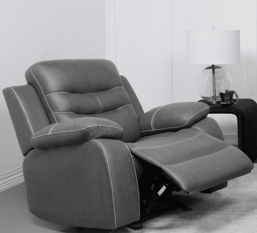 Nova Upholstered Padded Arm Glider Recliner Dark Grey