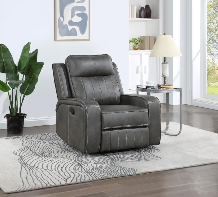 Raelynn Upholstered Track Arm Recliner Grey