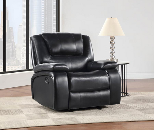 Camila Upholstered Glider Recliner Chair Black Faux Leather