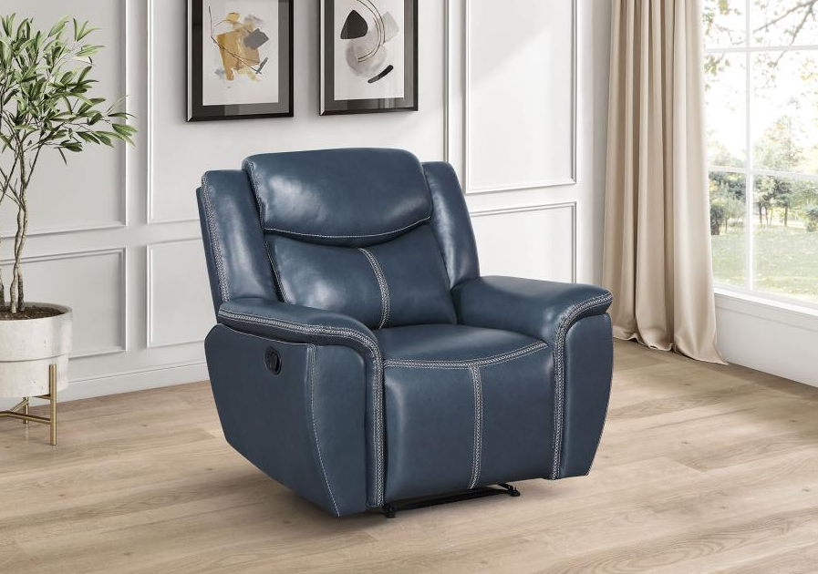 Sloane Upholstered Padded Arm Recliner Chair Blue