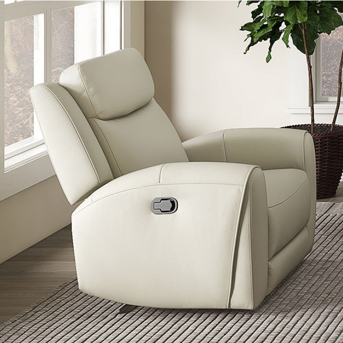 Jacobus Transitional Genuine Leather Wide Seat Recliner, Beige