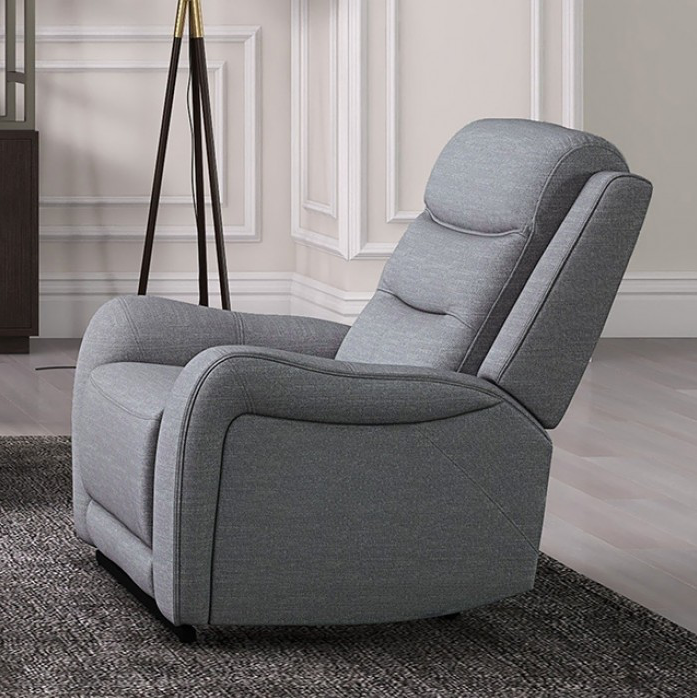 Matthias Modern Reclining Chair with Scroll Arm & Welt Trim, Gray