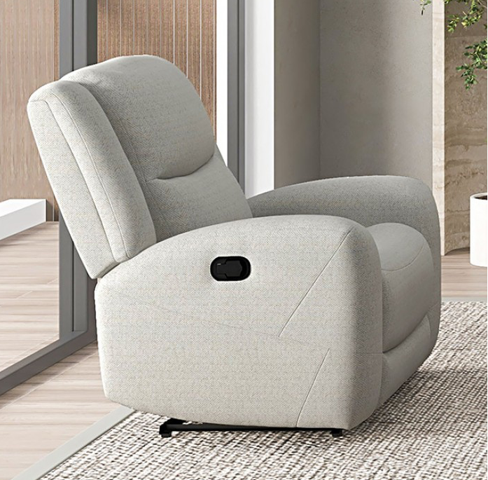 Giraldus Transitional Upholstered Recliner with Contour Arm, Beige