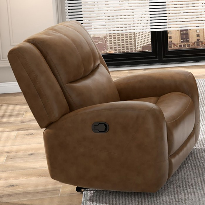 Leolinus Manual Top Grain Leather Reclining Chair, Brown