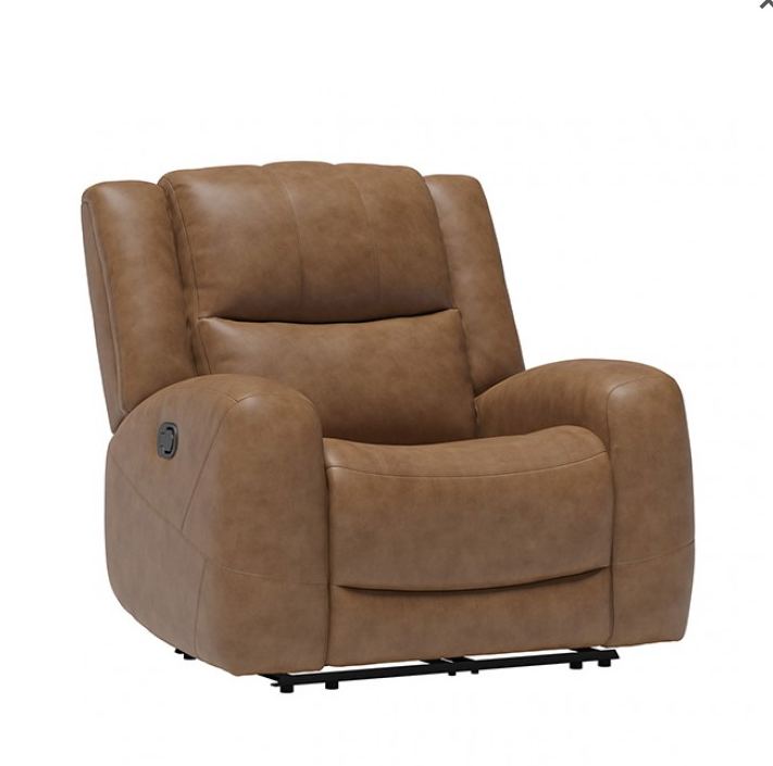 Leolinus Manual Top Grain Leather Reclining Chair, Brown