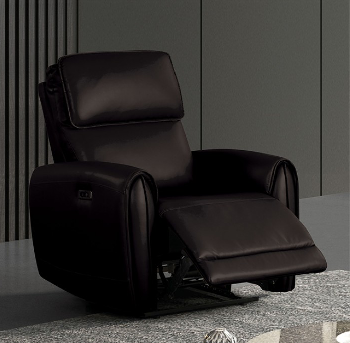 Schlieren Contemporary Leatherette Power Recliner, Black