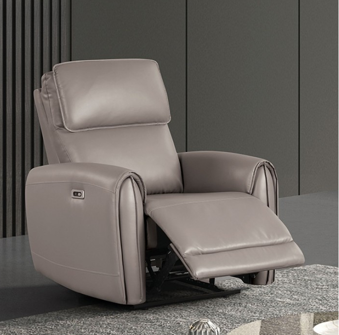 Schlieren Contemporary Leatherette Power Recliner, Light Brown