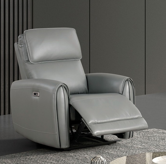 Schlieren Contemporary Leatherette Power Recliner, Gray