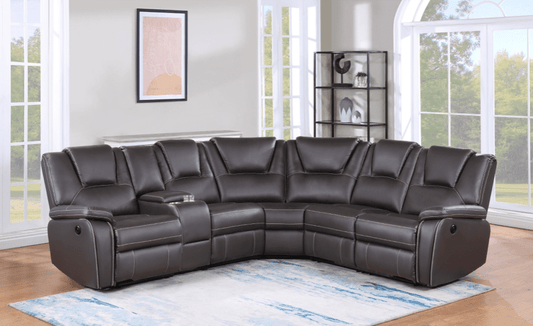 Mixon Breathable Leather Air Power Reclining Sectional