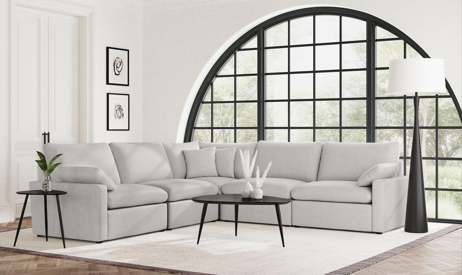 Collins Modern Feather Down Power Reclining Sectional, Grey