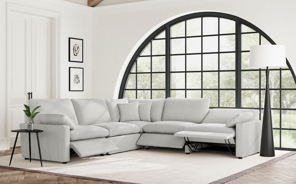 Collins Modern Feather Down Power Reclining Sectional, Grey