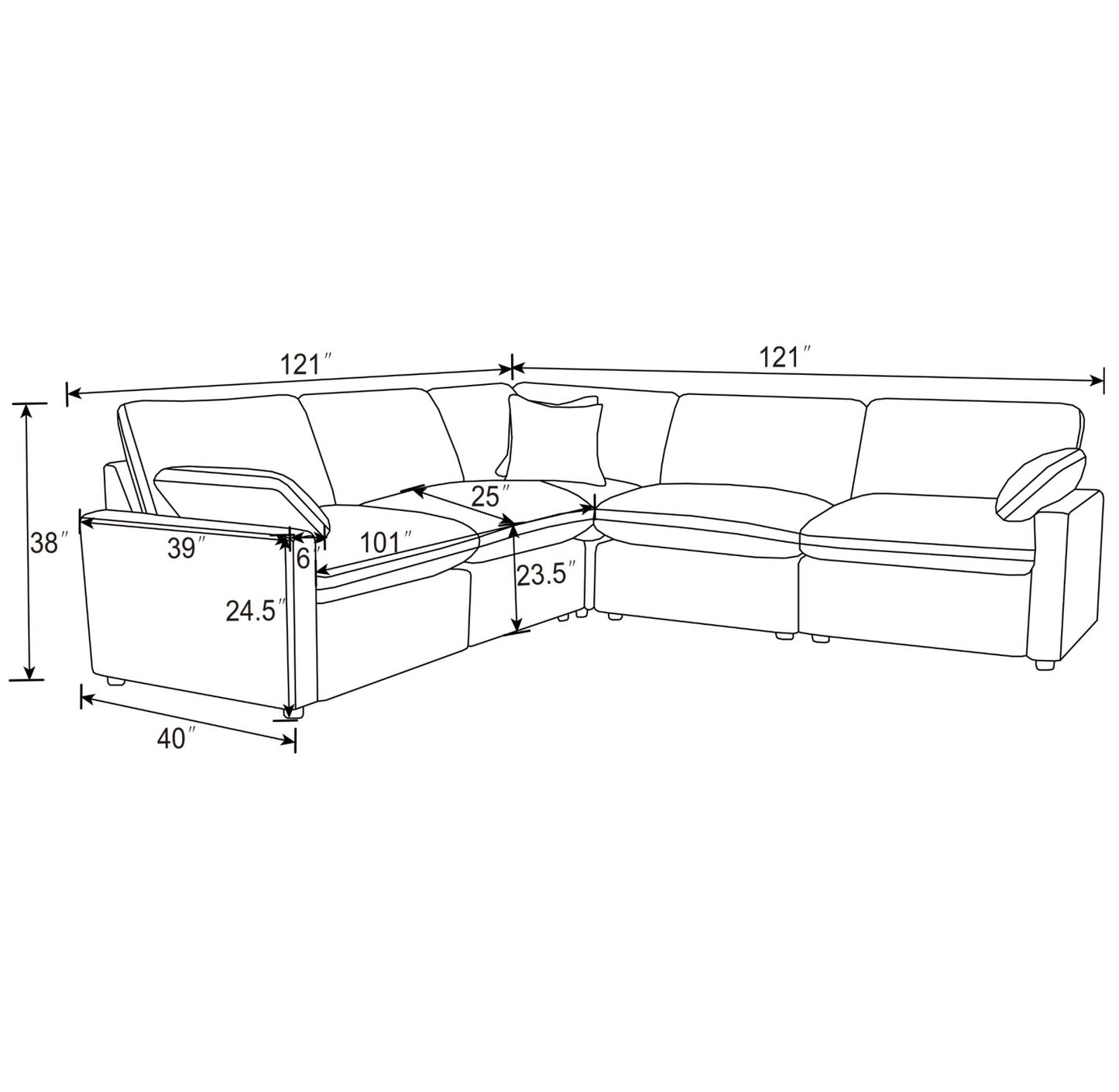 Collins 5-Piece Modular Power Reclining Sectional Dark Grey