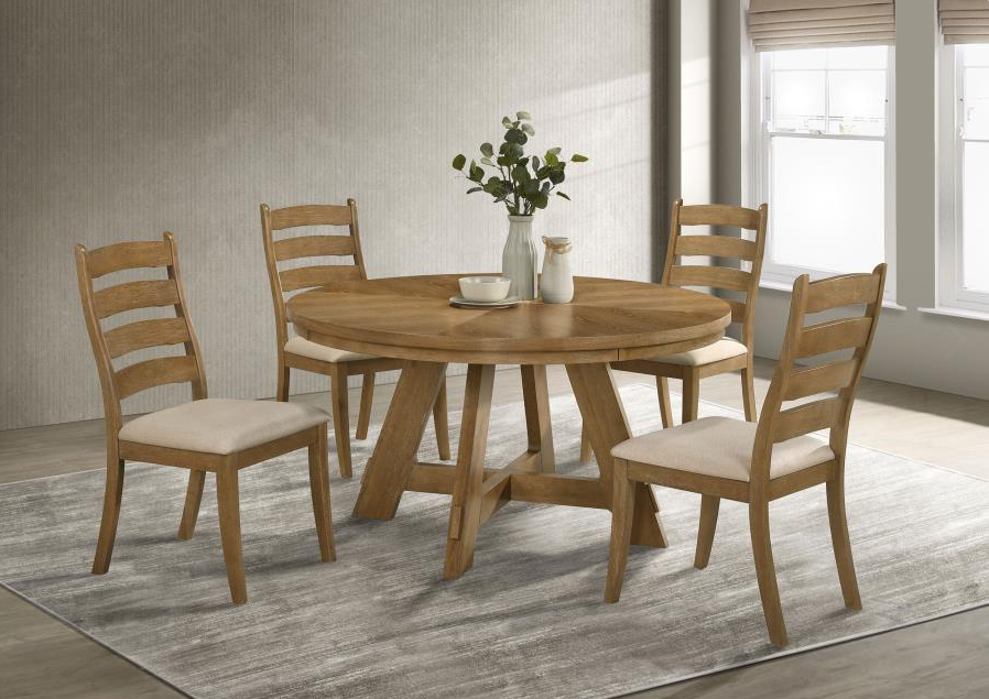 Danvers 5-piece Dining Table Set Brown Oak and Beige