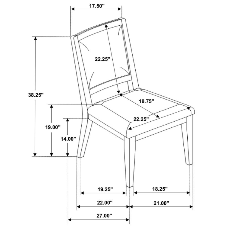 Trofello Cushioned Dining Side Chair White Washed Set of 2