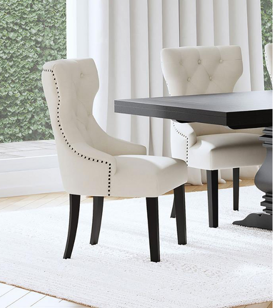 Baney Fabric Upholstered Dining Side Chair Beige and Black