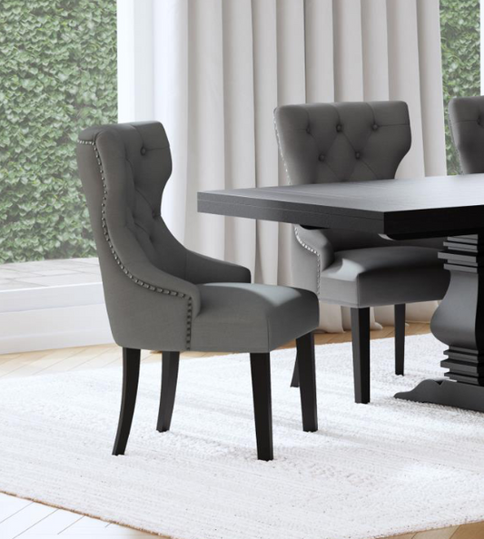 Baney Fabric Upholstered Dining Side Chair Gray and Black